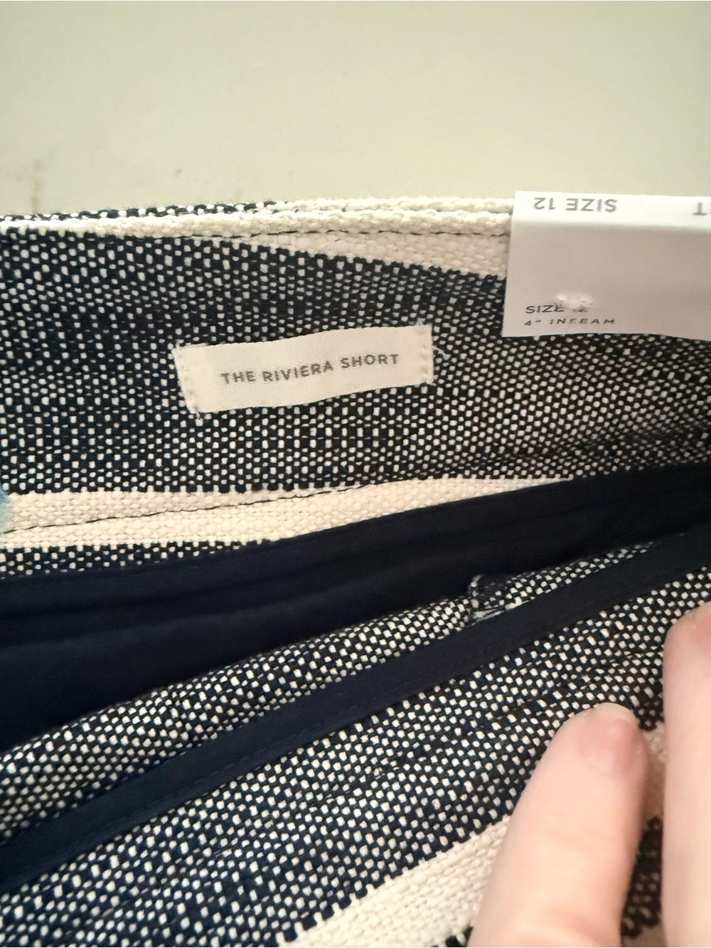 LOFT Navy and White Striped Cotton Blend Shorts - Picture 5 of 8